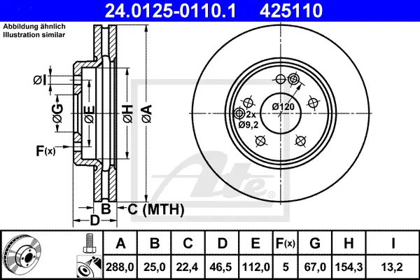 Disque de frein ATE-APAC 24.0125-0110.1