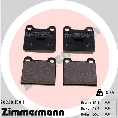 Kit de plaquettes de frein, frein à disque ZIMMERMANN 20228.150.1