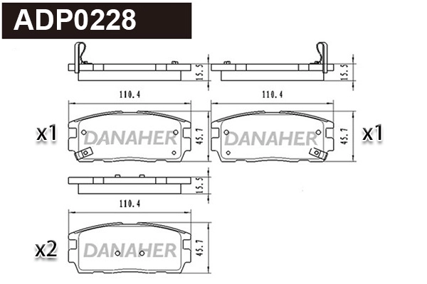 Kit de plaquettes de frein, frein à disque DANAHER ADP0228