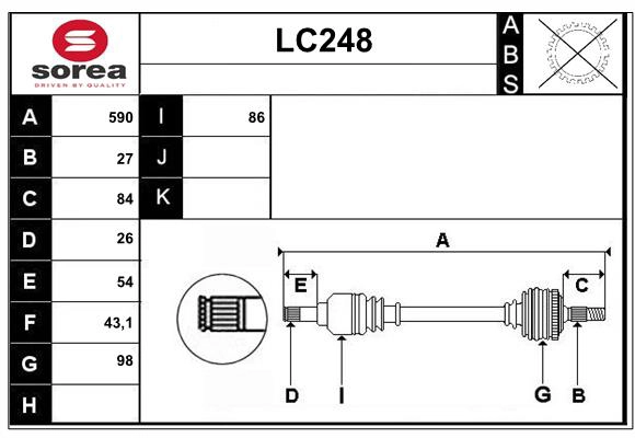 Arbre de transmission SERA LC248