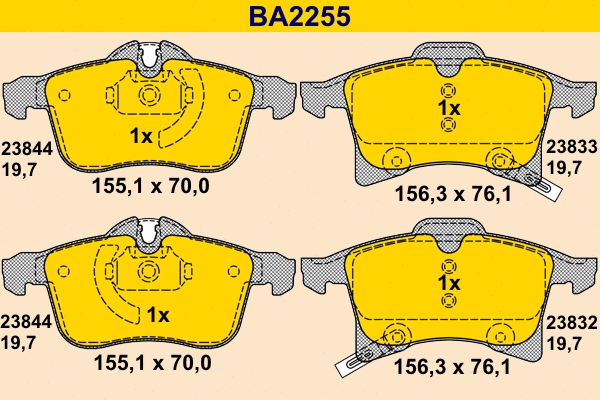 Kit de plaquettes de frein, frein à disque BARUM BA2255