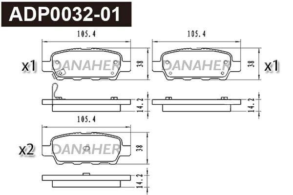 Kit de plaquettes de frein, frein à disque DANAHER ADP0032-01