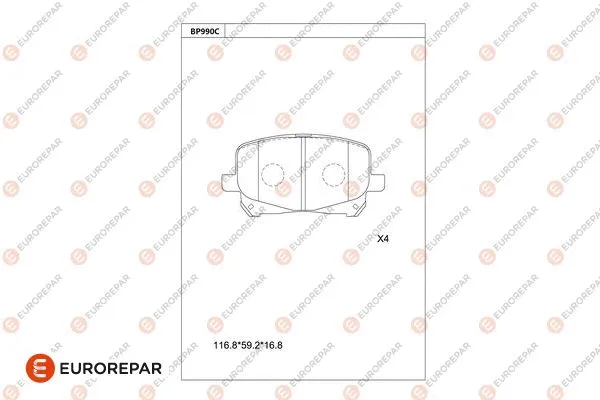 Kit de plaquettes de frein, frein à disque EUROREPAR 1681274280