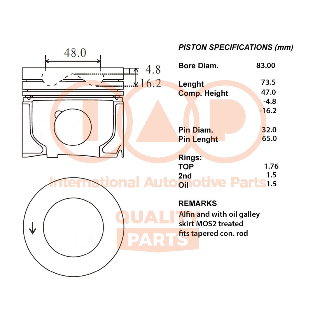 Piston IAP QUALITY PARTS 100-14090