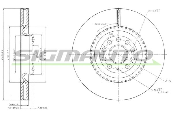 Disque de frein SIGMAUTO DBB504V