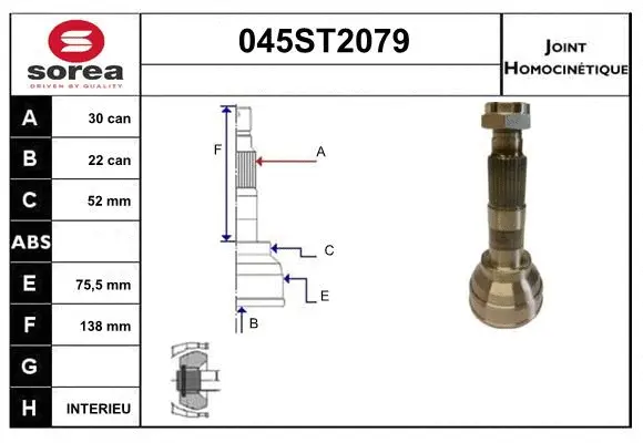 Jeu de joints, arbre de transmission STARTCAR 045ST2079