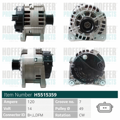 Alternateur HOFFER H5515359