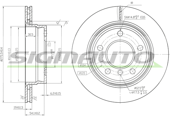 Disque de frein SIGMAUTO DBA831V