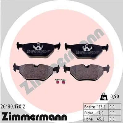 Kit de plaquettes de frein, frein à disque ZIMMERMANN 20180.170.2