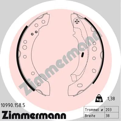 Jeu de mâchoires de frein ZIMMERMANN 10990.158.5