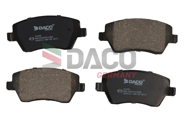 Kit de plaquettes de frein, frein à disque DACO Germany 322258