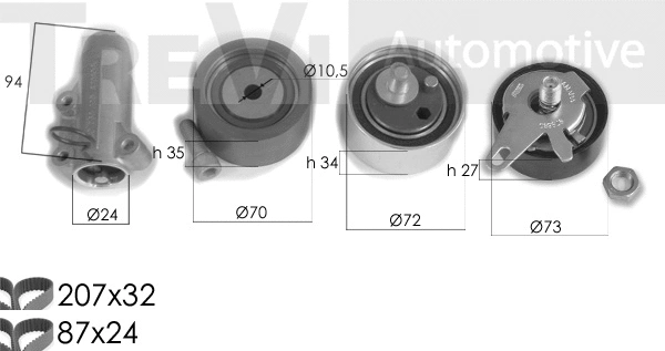 Kit de courroie crantée TREVI AUTOMOTIVE KD1296