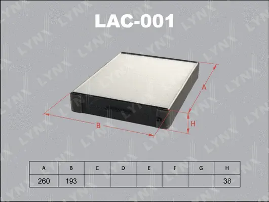 Filtre, air de l'habitacle LYNXAUTO LAC-001