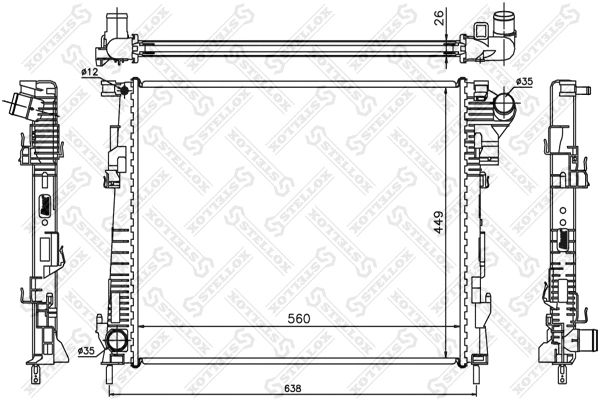 Radiateur, refroidissement du moteur STELLOX 10-26061-SX