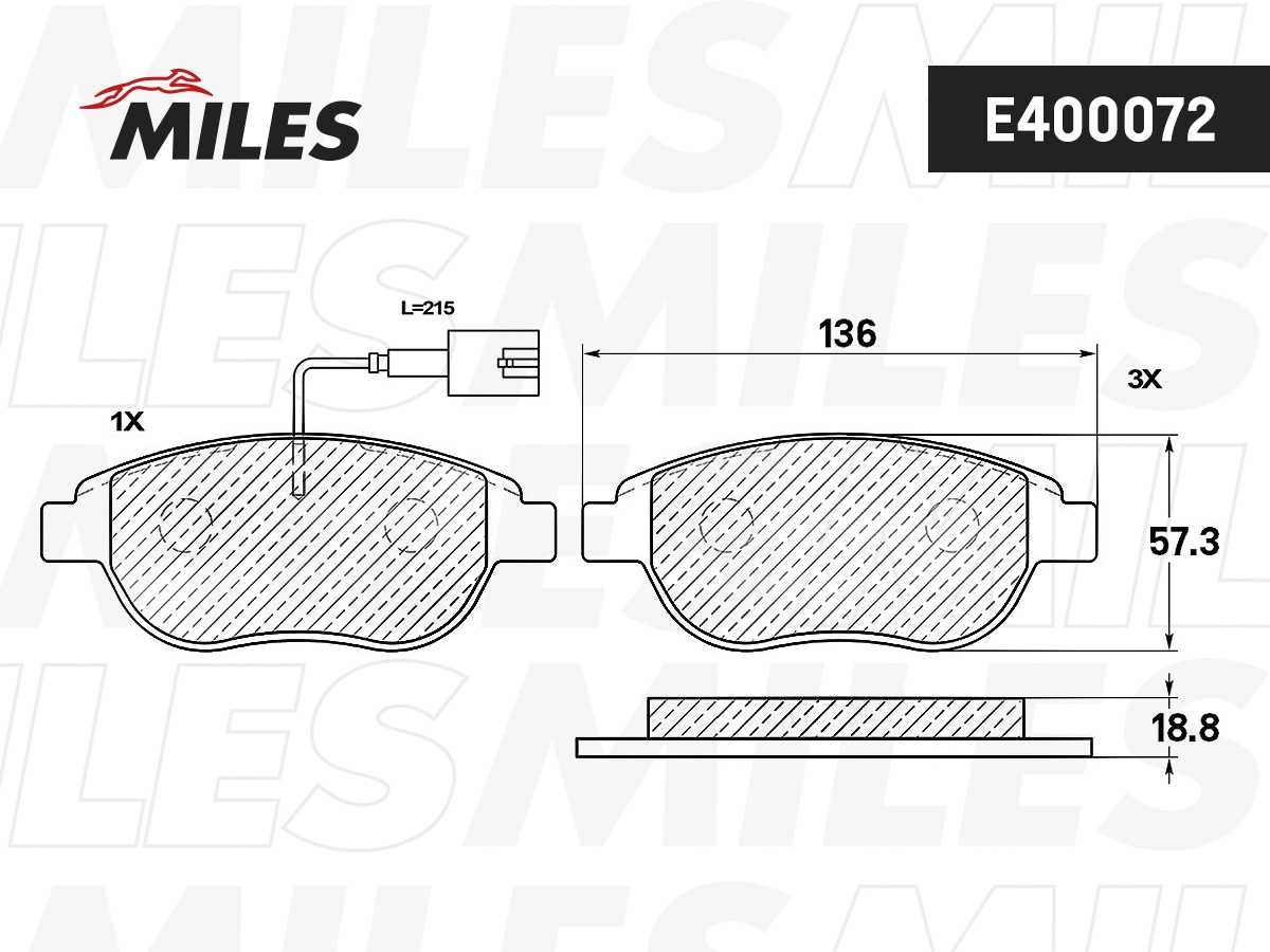 Kit de plaquettes de frein, frein à disque MILES E400072