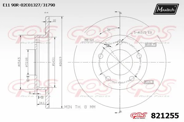 Disque de frein MAXTECH 821255