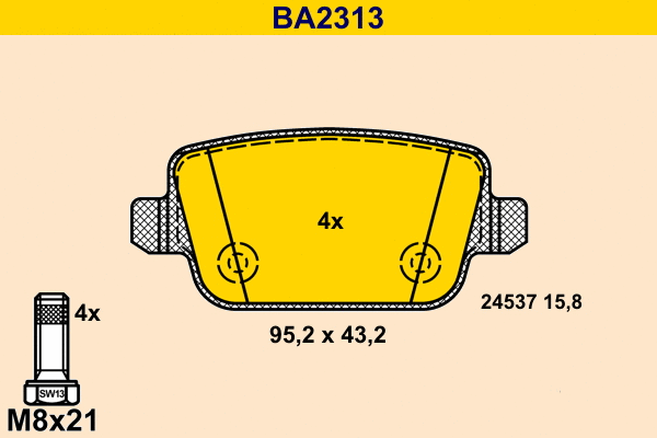 Kit de plaquettes de frein, frein à disque BARUM BA2313