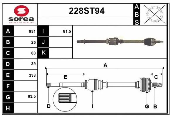 Arbre de transmission STARTCAR 228ST94
