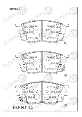 Kit de plaquettes de frein, frein à disque ASIMCO KD3033
