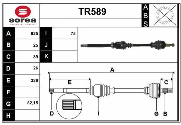 Arbre de transmission SERA TR589
