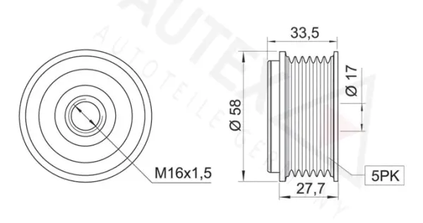 Poulie roue libre, alternateur AUTEX 654190