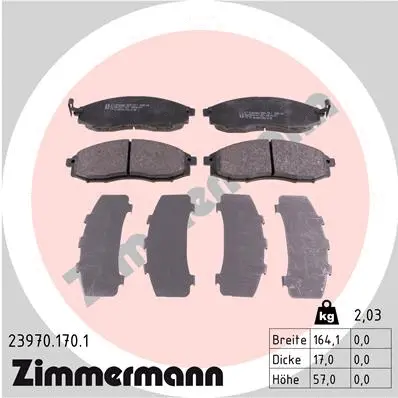 Kit de plaquettes de frein, frein à disque ZIMMERMANN 23970.170.1