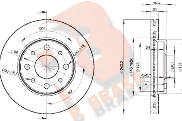 Disque de frein R BRAKE 78RBD28929