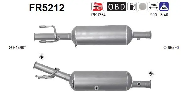 Filtre à particules / à suie, échappement AS FR5212