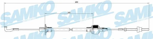 Tirette à câble, commande d'embrayage SAMKO C0127C