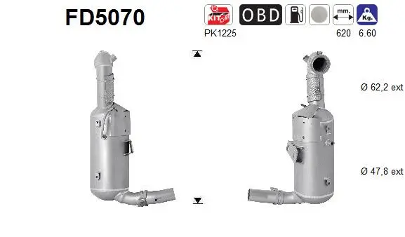 Filtre à particules / à suie, échappement AS FD5070