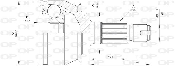 Jeu de joints, arbre de transmission OPEN PARTS CVJ5528.10