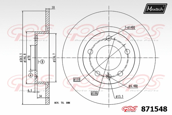 Disque de frein MAXTECH 871548