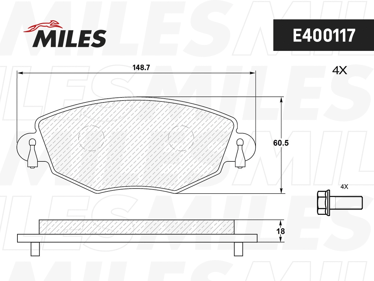 Kit de plaquettes de frein, frein à disque MILES E400117