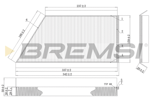 Filtre, air de l'habitacle BREMSI FC0088