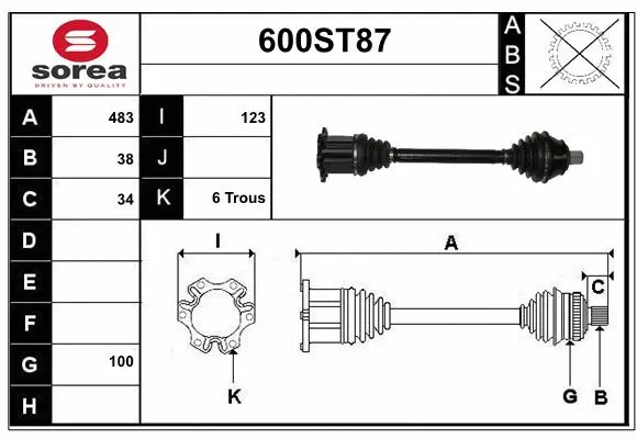 Arbre de transmission STARTCAR 600ST87