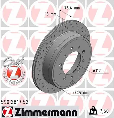 Disque de frein ZIMMERMANN 590.2817.52