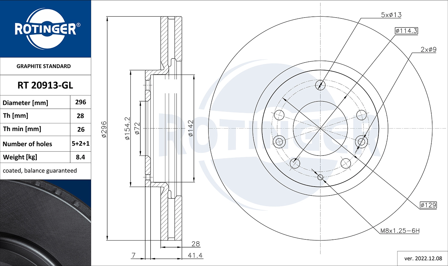 Disque de frein ROTINGER RT 20913-GL