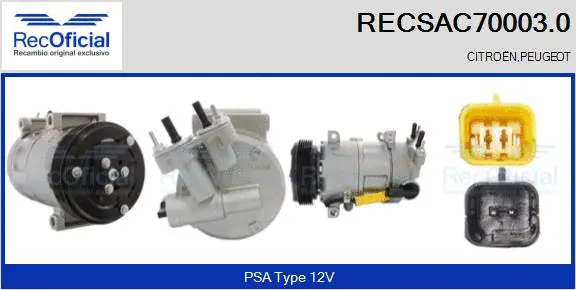Compresseur, climatisation RECOFICIAL RECSAC70003.0