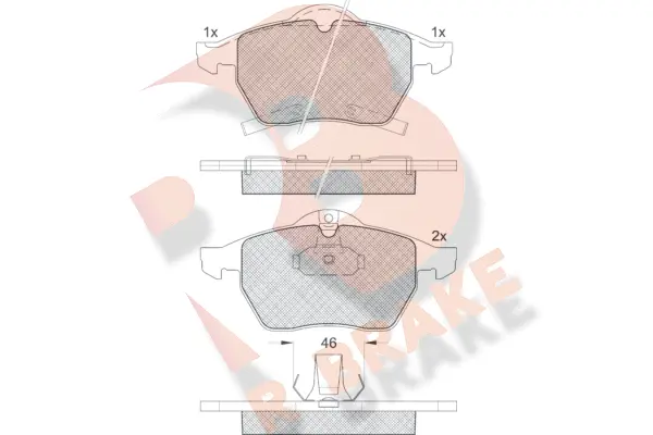 Kit de plaquettes de frein, frein à disque R BRAKE RB1218