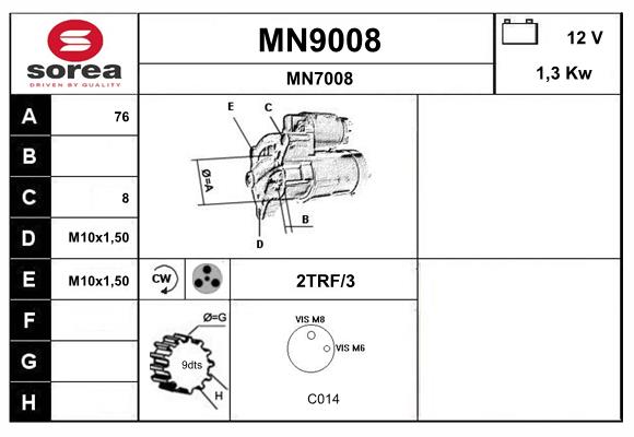 Démarreur SNRA MN9008