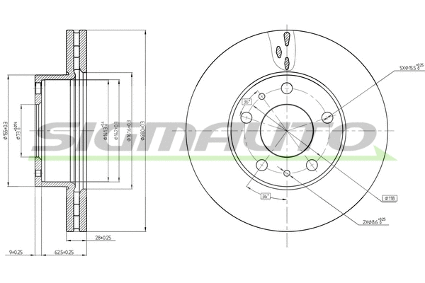 Disque de frein SIGMAUTO DBC659V