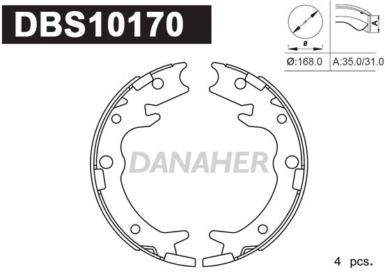 Jeu de mâchoires de frein, frein de stationnement DANAHER DBS10170