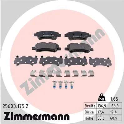 Kit de plaquettes de frein, frein à disque ZIMMERMANN 25603.175.2