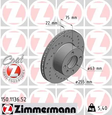 Disque de frein ZIMMERMANN 150.1136.52