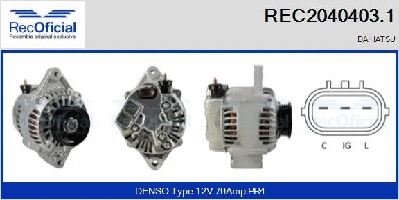 Alternateur RECOFICIAL REC2040403.1