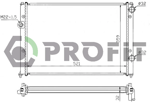 Radiateur, refroidissement du moteur PROFIT PR 9565A3