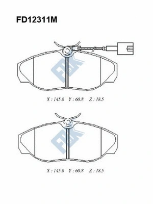 Kit de plaquettes de frein, frein à disque FBK FD12311M