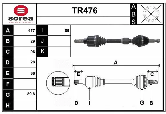 Arbre de transmission SERA TR476
