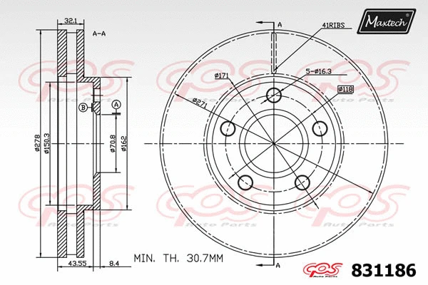 Disque de frein MAXTECH 831186