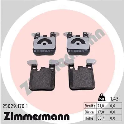 Kit de plaquettes de frein, frein à disque ZIMMERMANN 25029.170.1